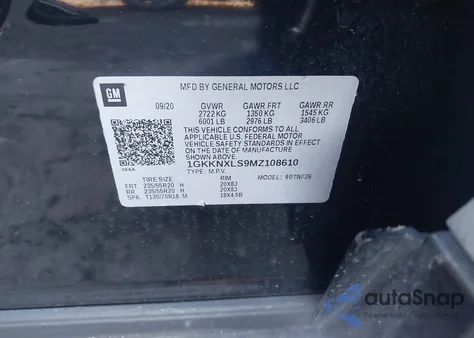 2021 GMC Acadia Awd Denali z USA, uszkodzony, nr VIN 1GKKNXLS9MZ108610